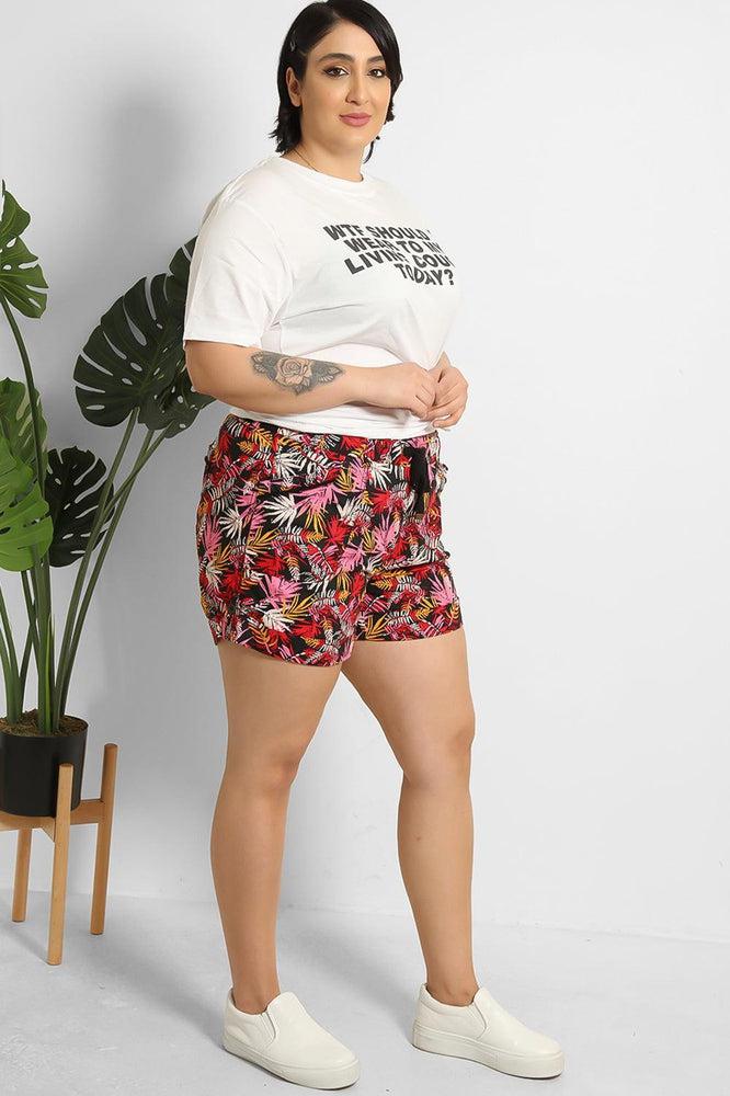 Drawstring Waist Printed Summer Shorts-SinglePrice