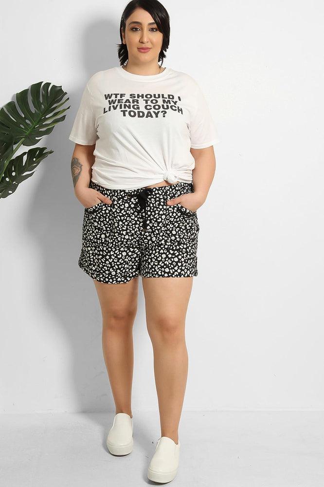 Drawstring Waist Printed Summer Shorts-SinglePrice