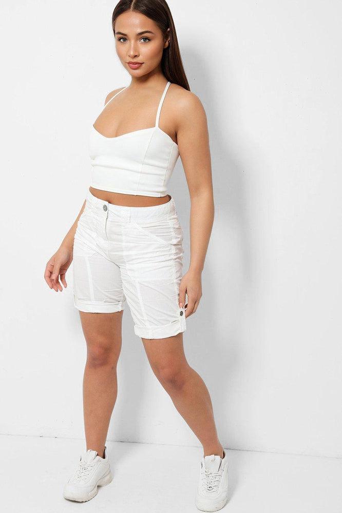 White Roll Up Hem From Office To Park City Shorts-SinglePrice