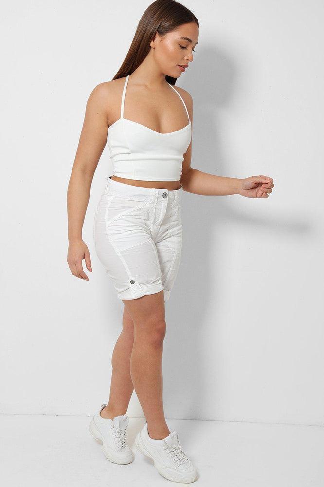 White Roll Up Hem From Office To Park City Shorts-SinglePrice