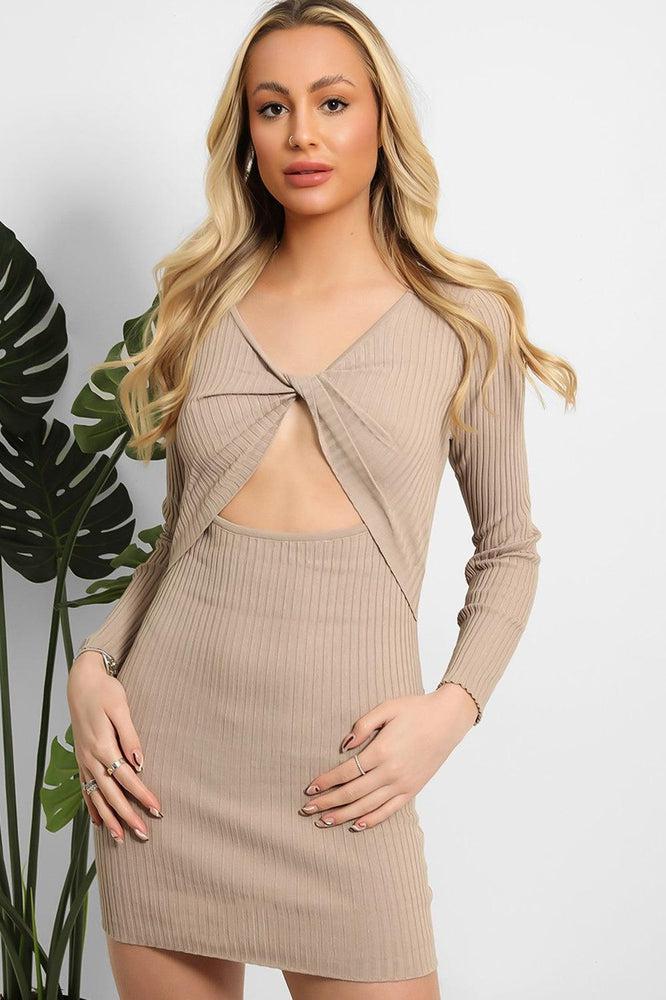 Twisted Cut Out Front Knitted Dress-SinglePrice