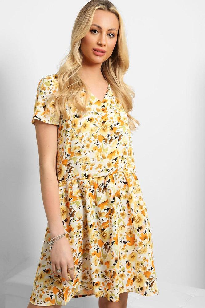 Buttoned Front Floral Print Dress-SinglePrice