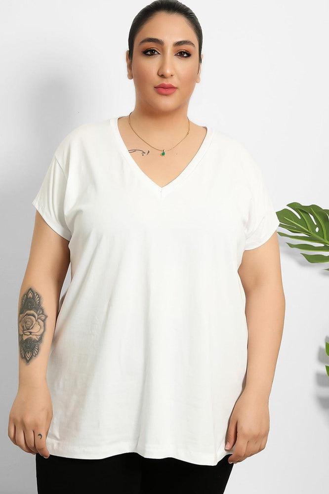 Classic V-Neck Soft Touch Cotton Blend Tee-SinglePrice