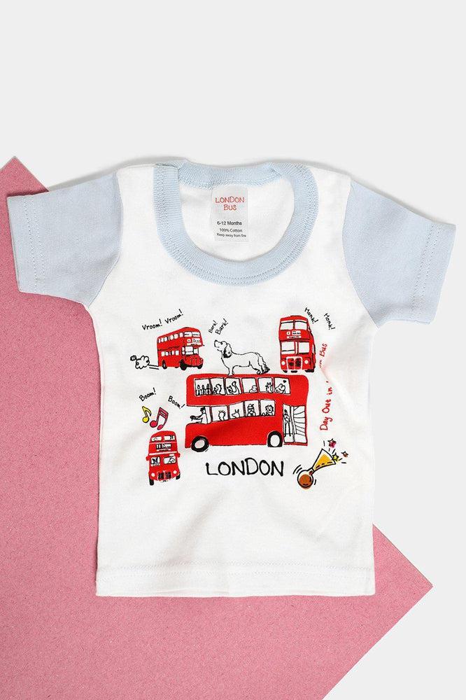 Blue Details Red London Buses Print Baby Boy T-Shirt-SinglePrice