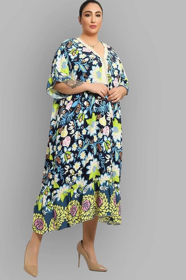 Multicolour Floral Paisley Print Summer Cotton Dress