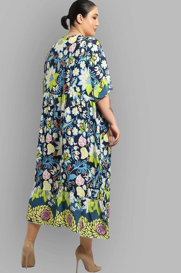 Multicolour Floral Paisley Print Summer Cotton Dress