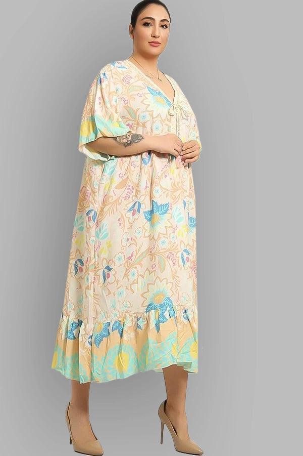 Multicolour Floral Paisley Print Summer Cotton Dress