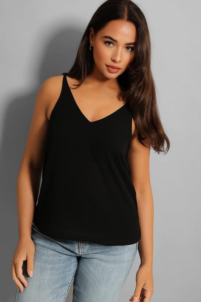 Black Double Back Strap Cami Top-SinglePrice