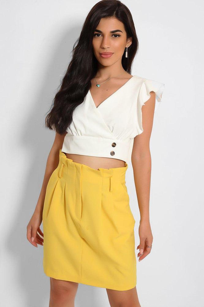 Yellow High Paperbag Waist Skirt-SinglePrice
