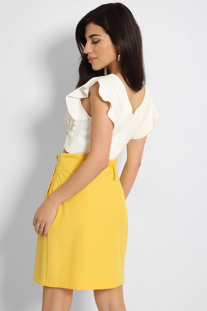 Yellow High Paperbag Waist Skirt-SinglePrice