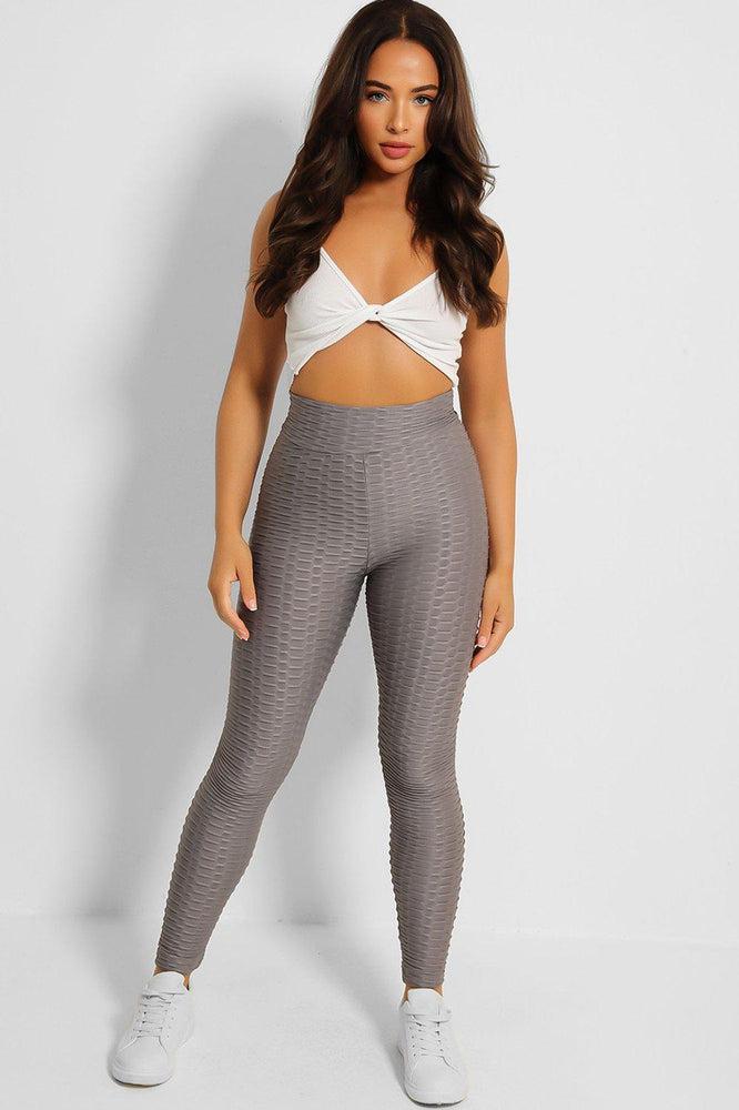 Grey Anti Cellulite Push Up Leggings-SinglePrice