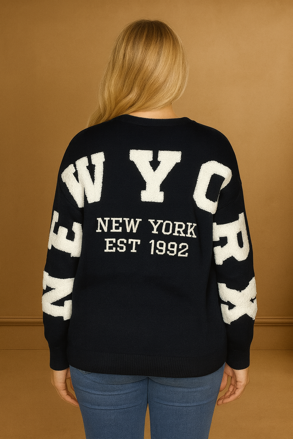 Patchwork Viscose Blend Soft Knit Pullover