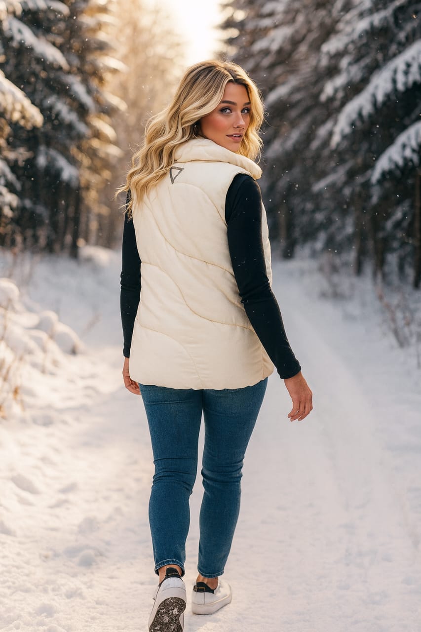 Lightly Padded Drawstring Waistcoat