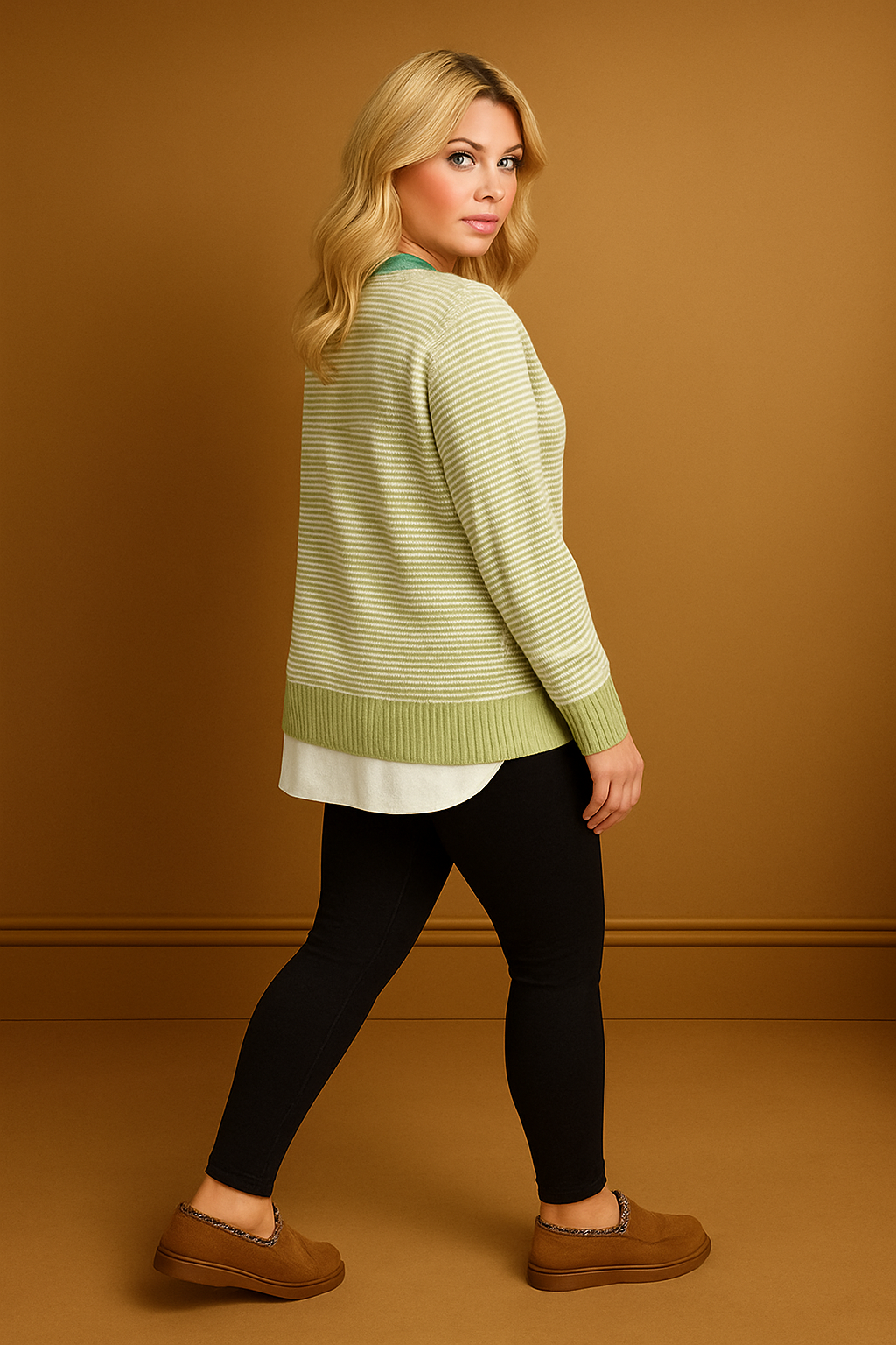 Shirt Hem Contrast Stripe Pullover
