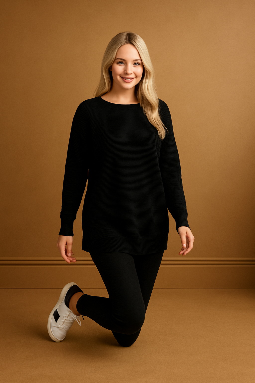 Flat Knit Scoop Neckline Pullover