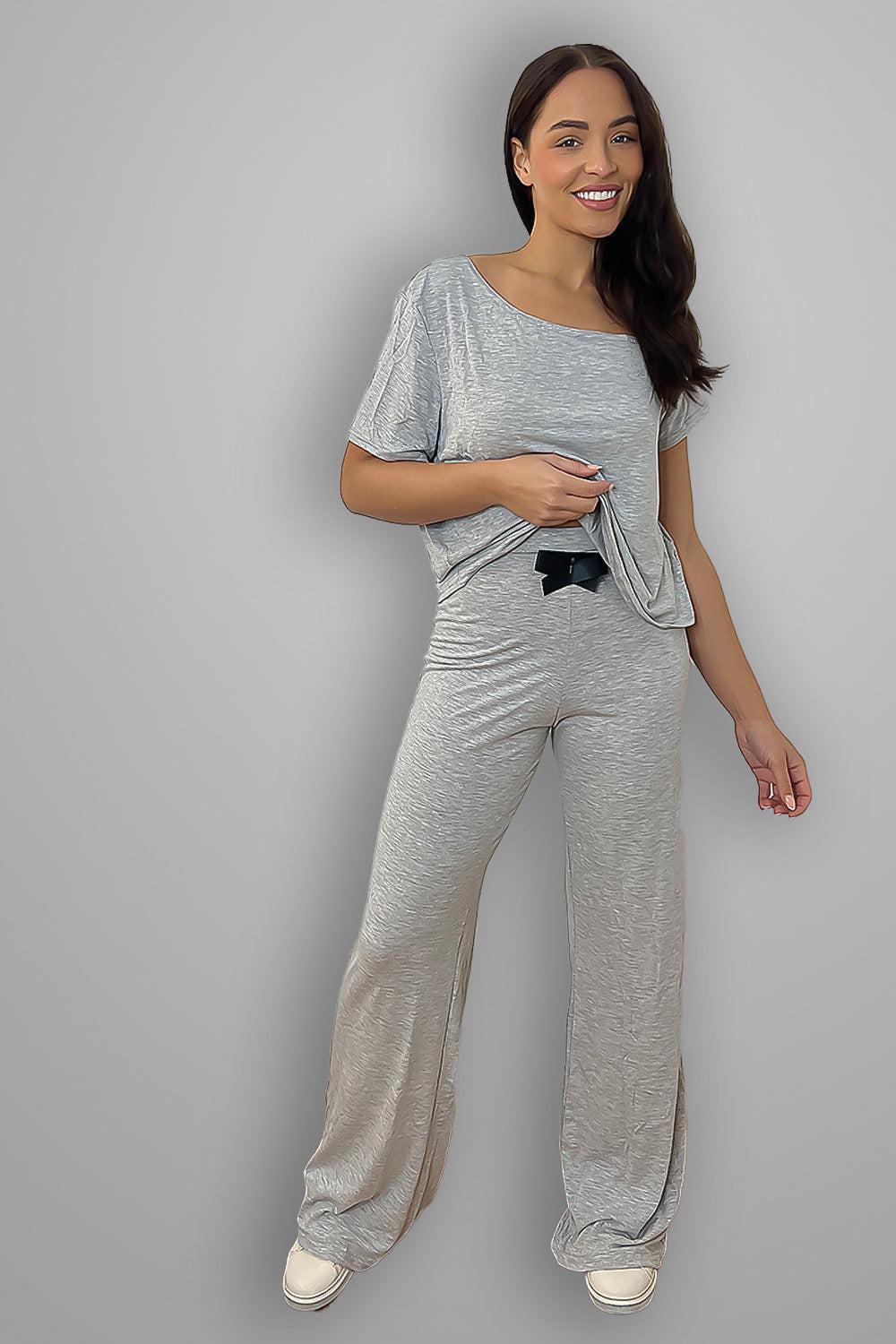 Grey Tee And Trousers Lounge Set