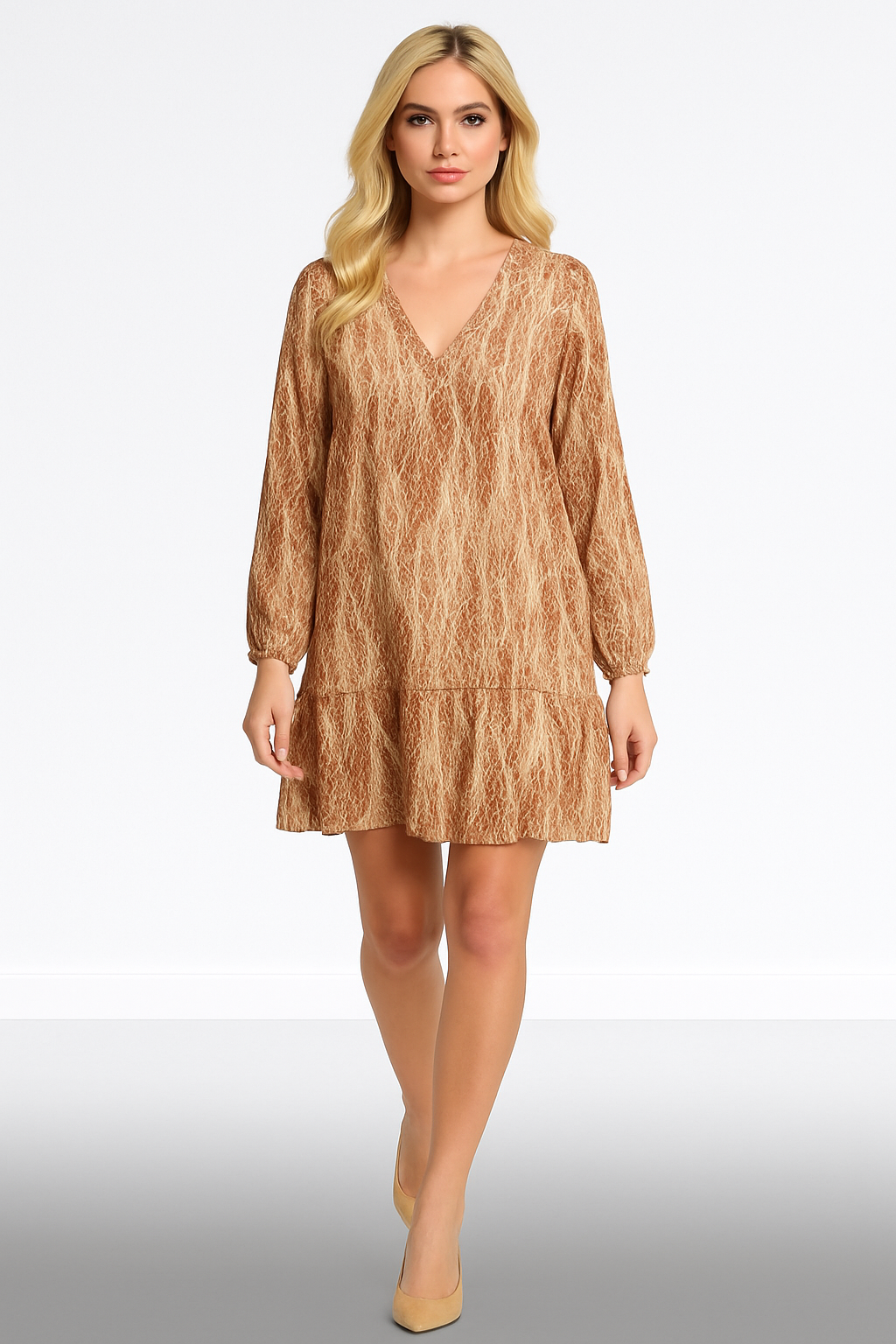 Lurex Snake Print Organza Dress