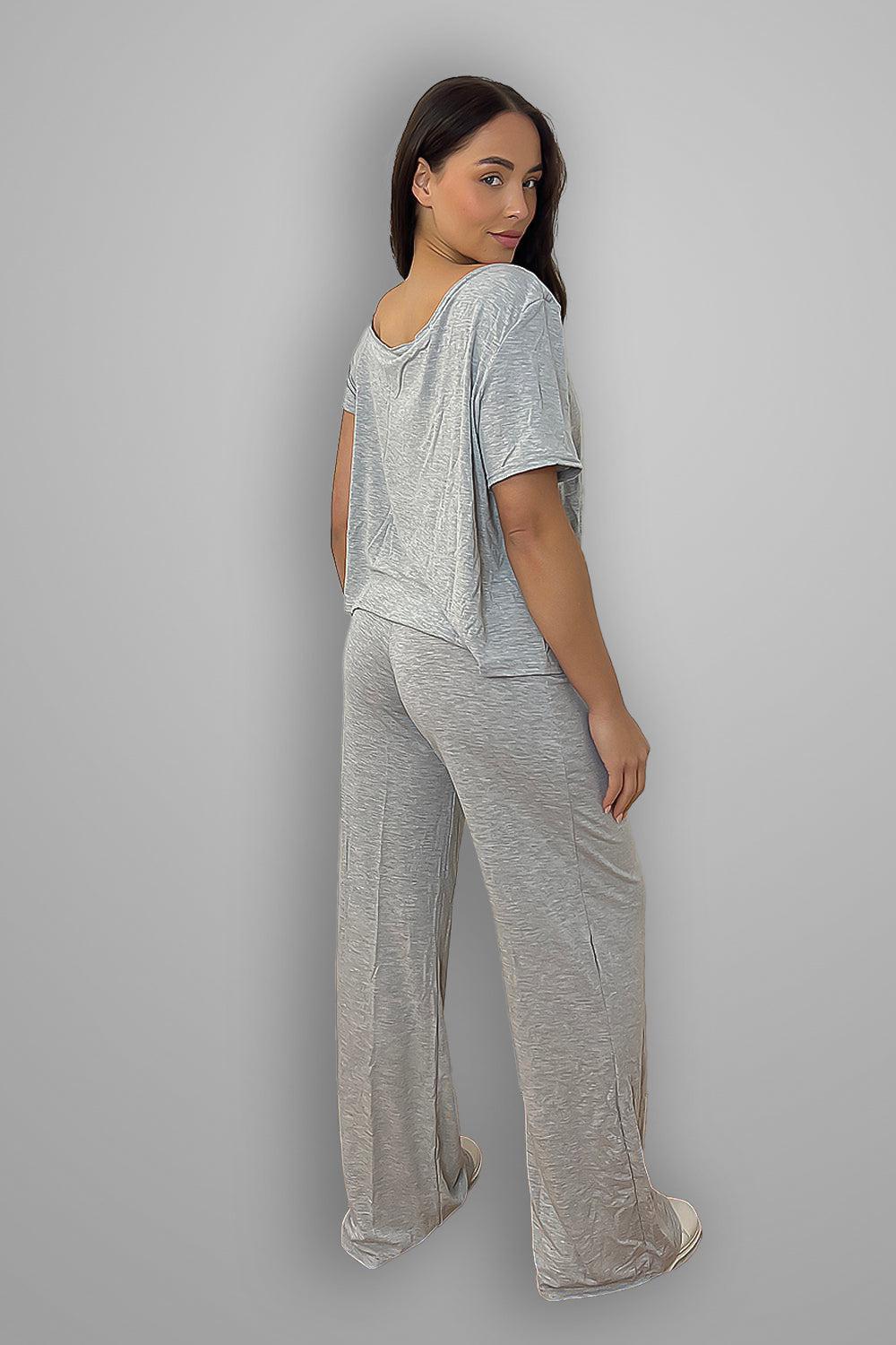 Grey Tee And Trousers Lounge Set