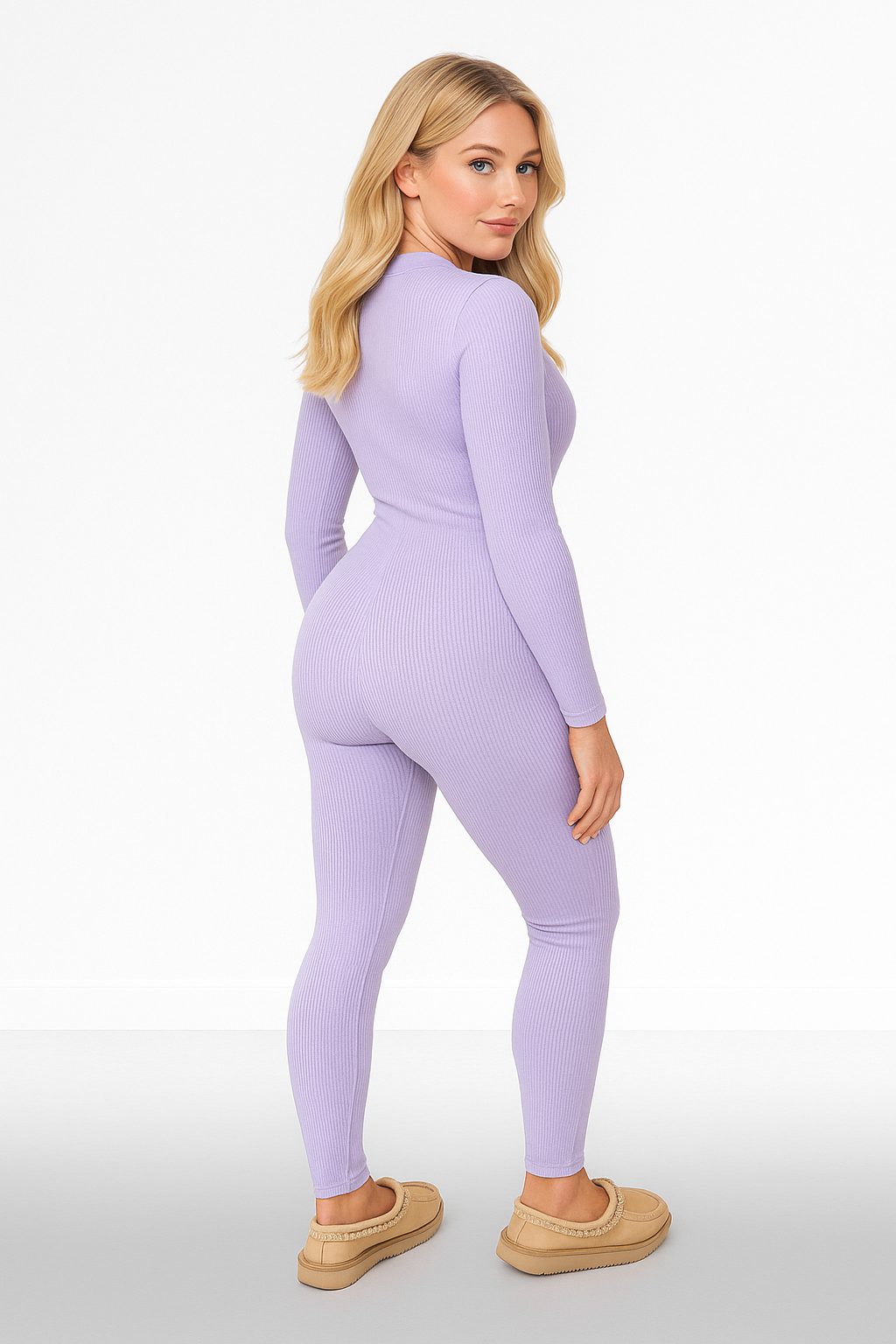 Ribbed Stretch Jersey Zipped Front Onesie