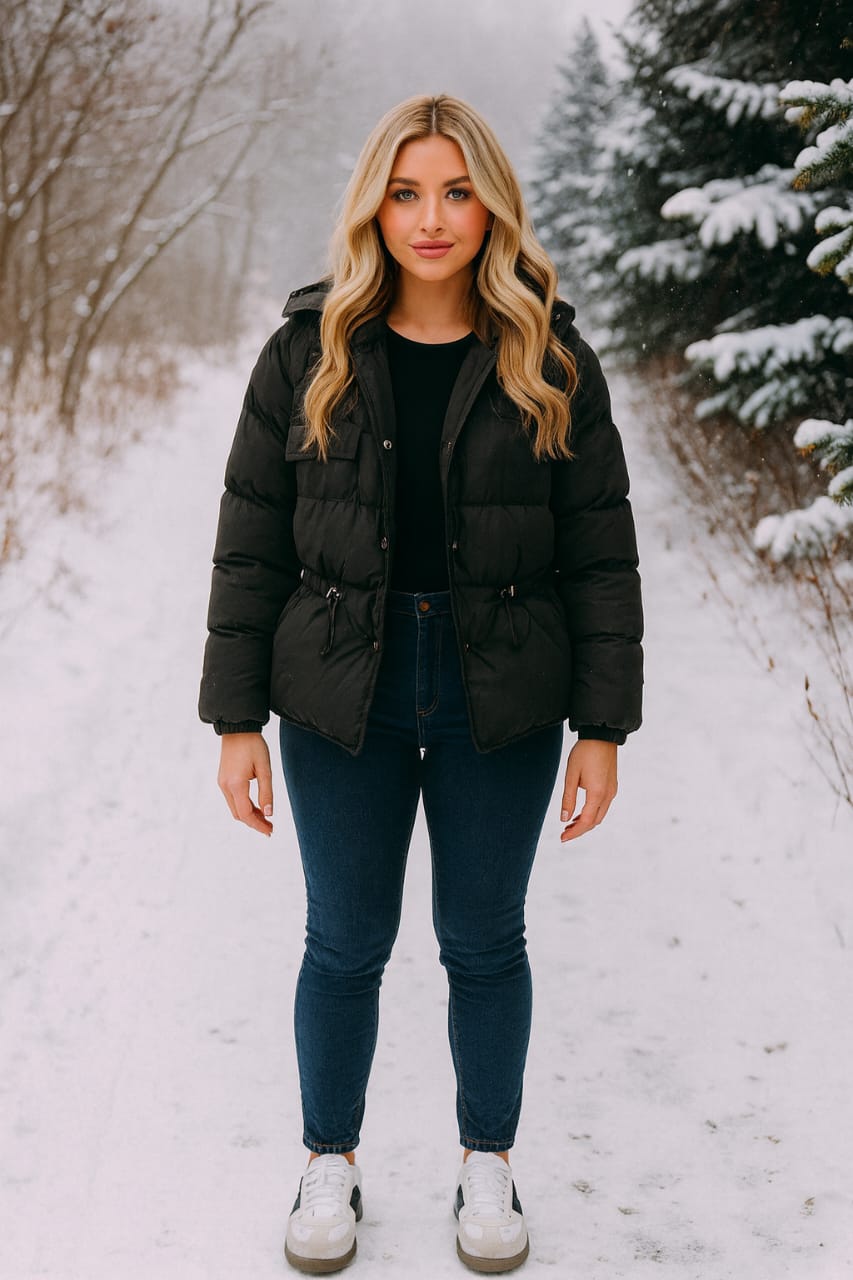 Lightly Padded Drawstring Spring Jacket