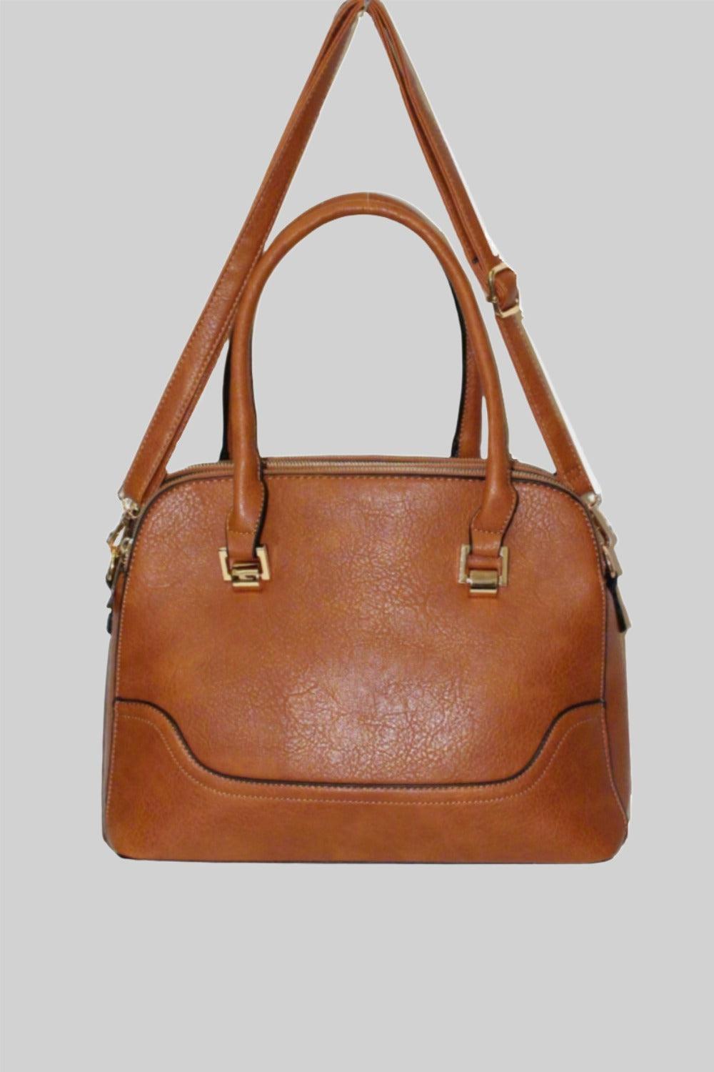 Faux Leather Three Compartment Large Shoulder Bag-SinglePrice