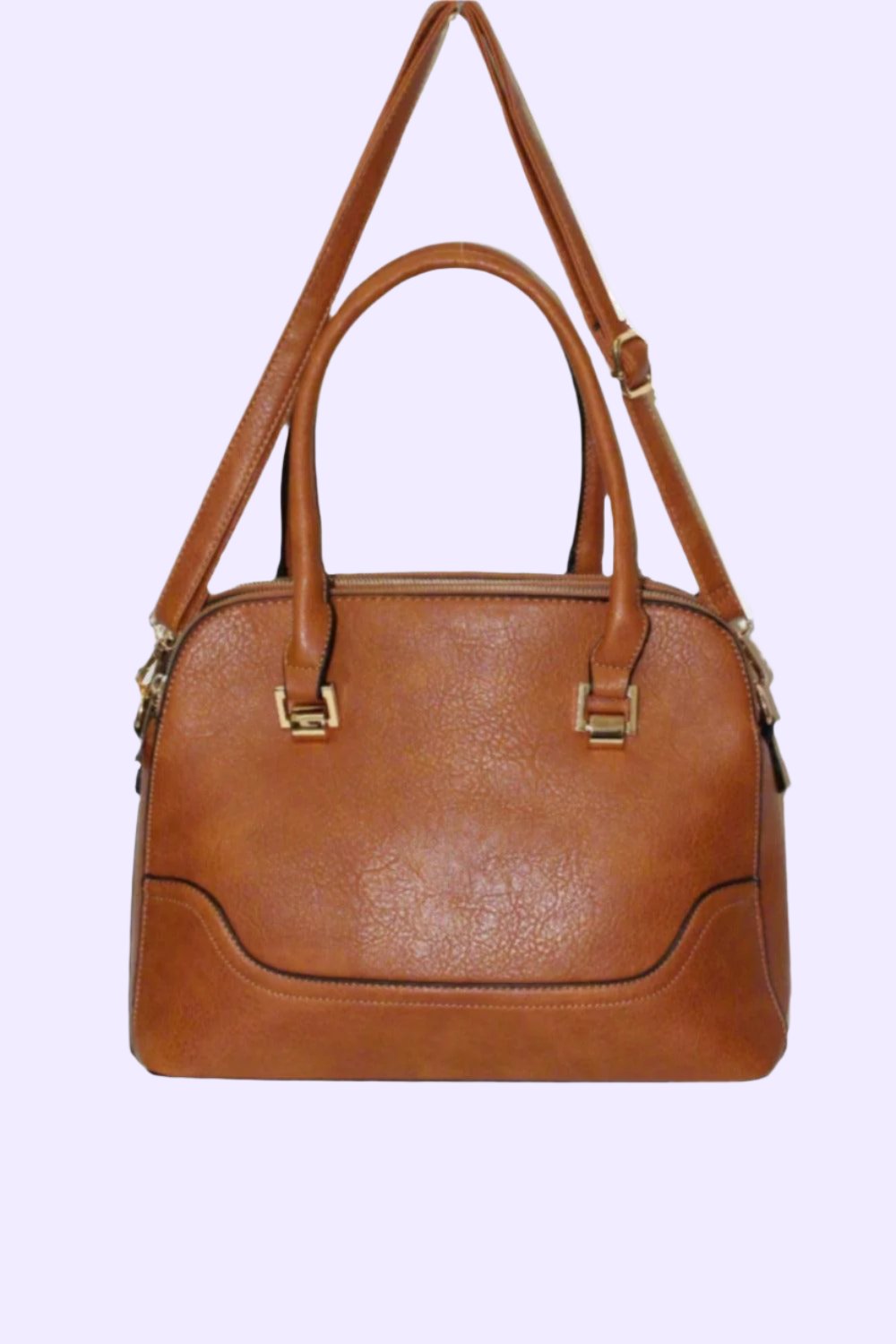 Faux Leather Three Compartment Large Shoulder Bag-SinglePrice