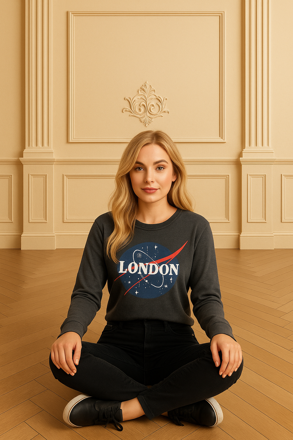 Grey London Galaxy Print Cropped Sweatshirt