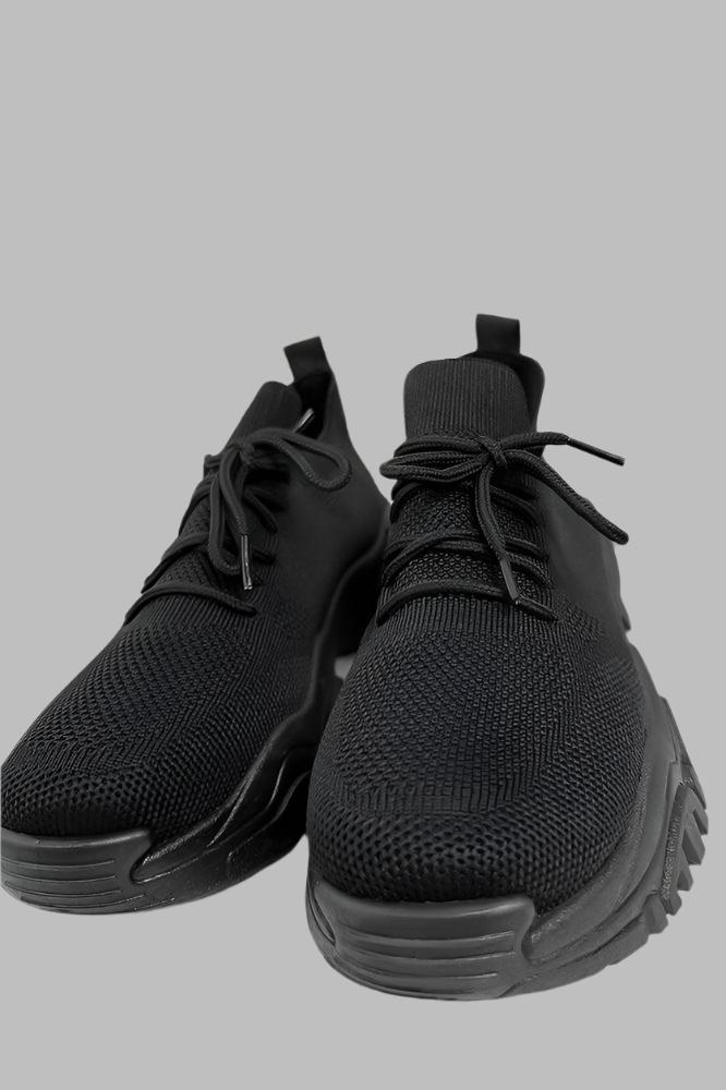 All Black Polyester Trainers-SinglePrice