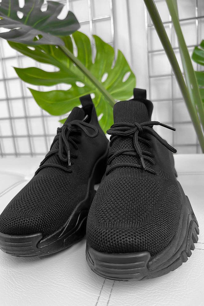 All Black Polyester Trainers-SinglePrice