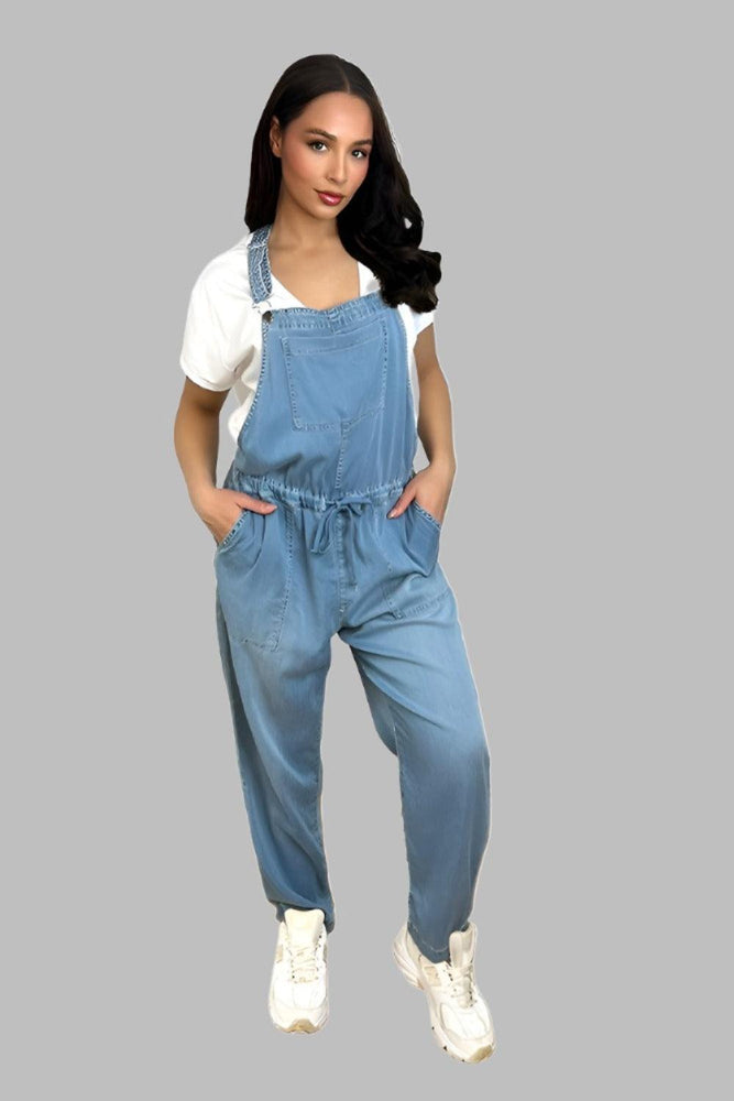 100% Soft Cotton Denim Drawstring Dungarees-SinglePrice