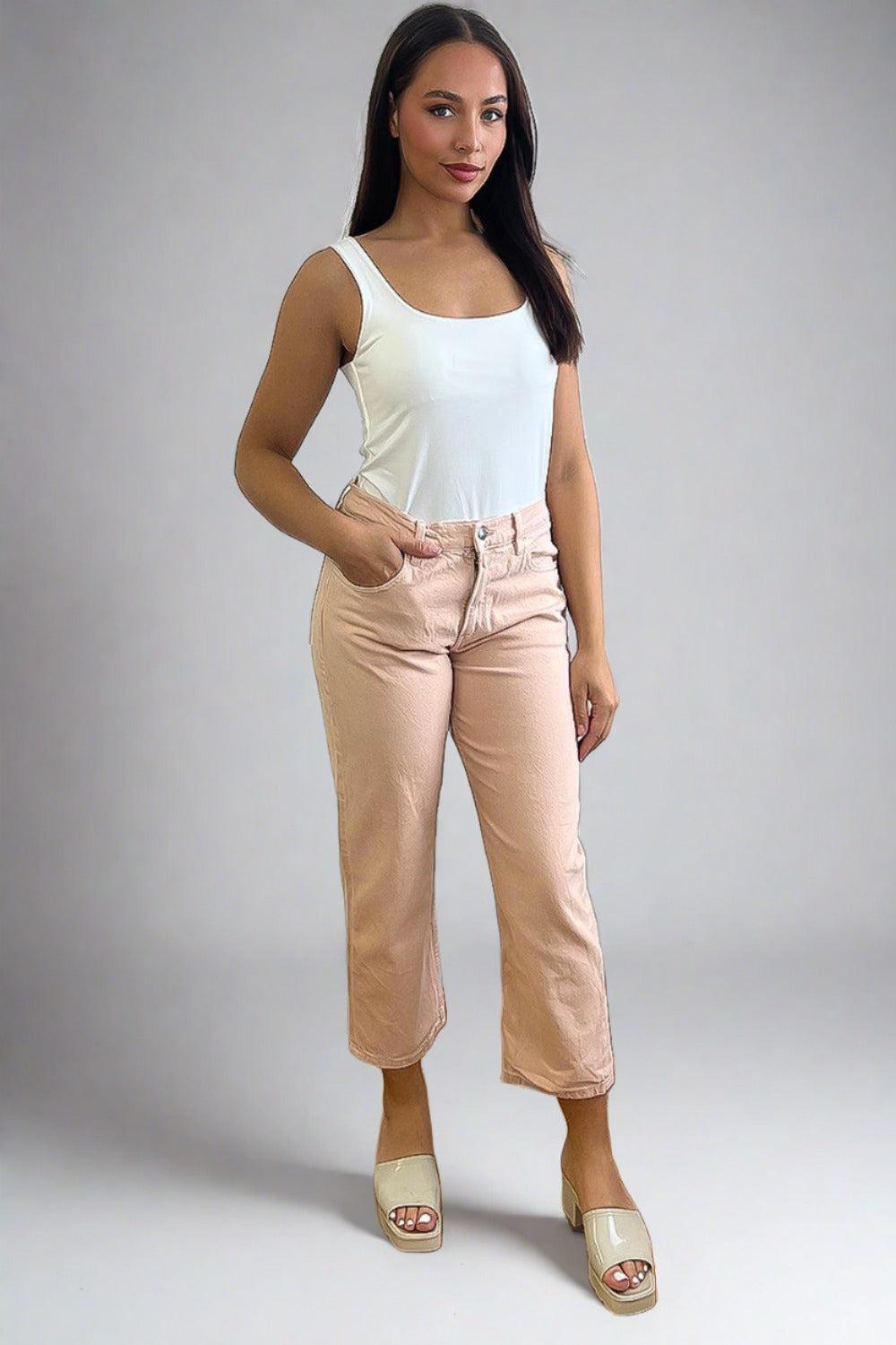 Pastel Colour Cropped Jeans-SinglePrice