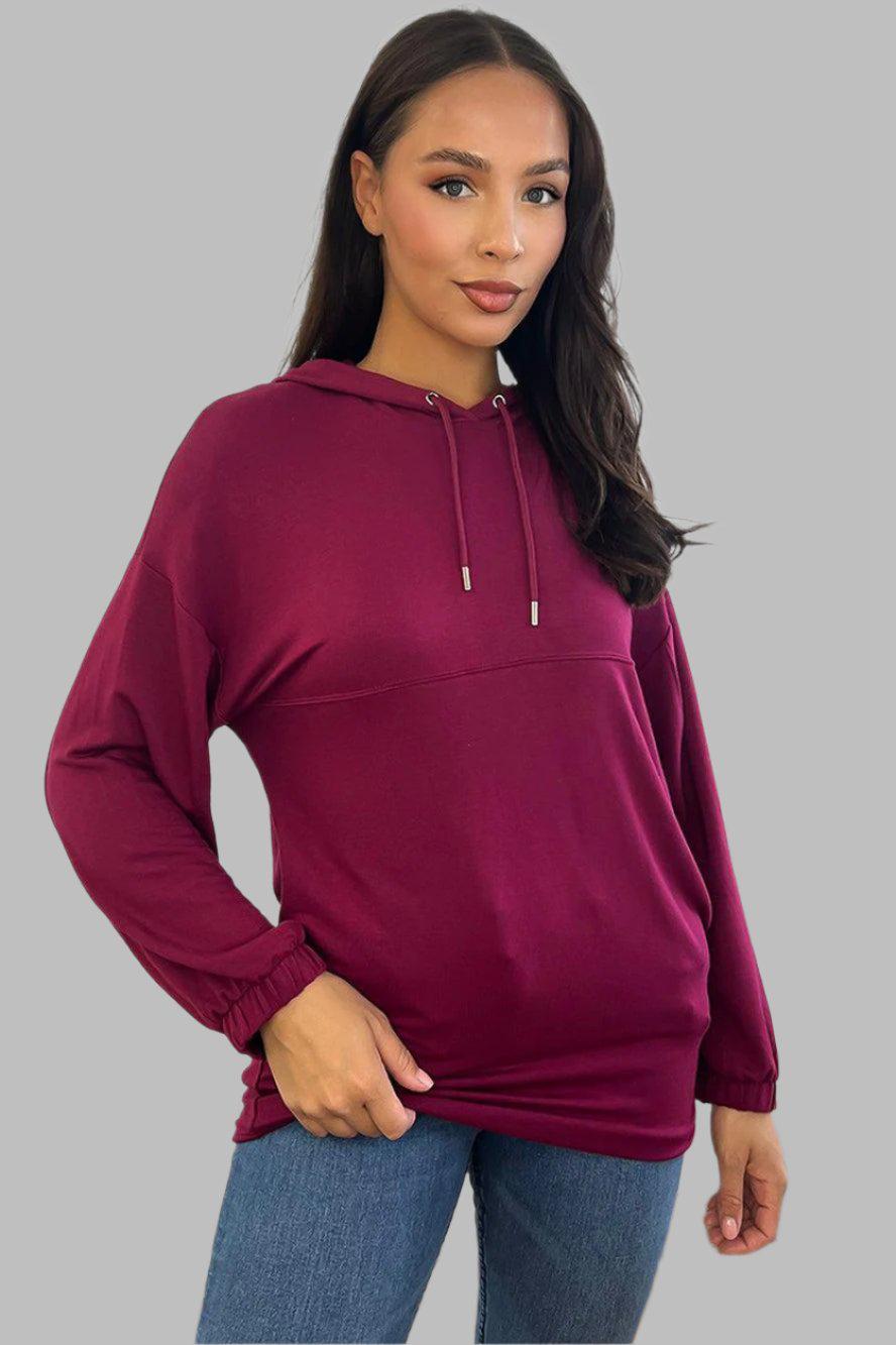 Paneled Detail Elastic Cuffs Hoodie-SinglePrice