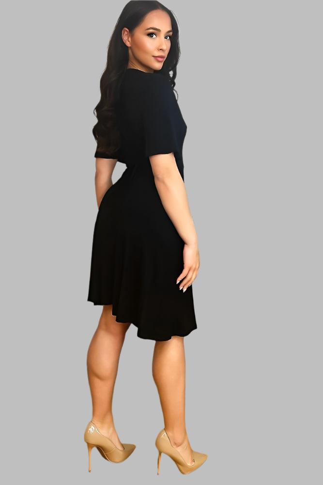 Black Classic Wrap Dress-SinglePrice