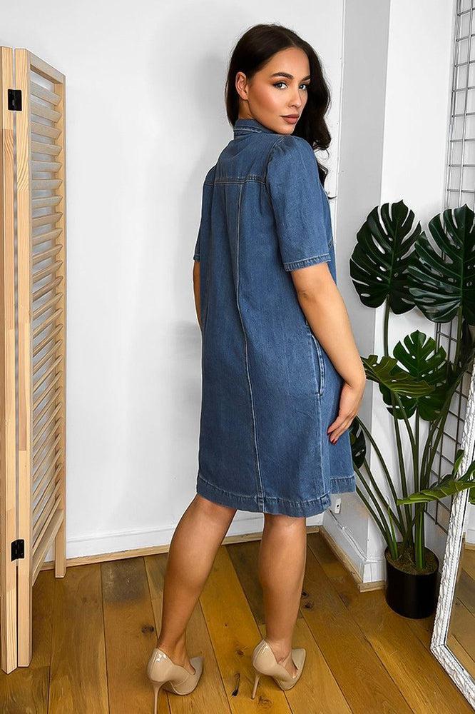 Blue Denim Classic Shirt Dress-SinglePrice