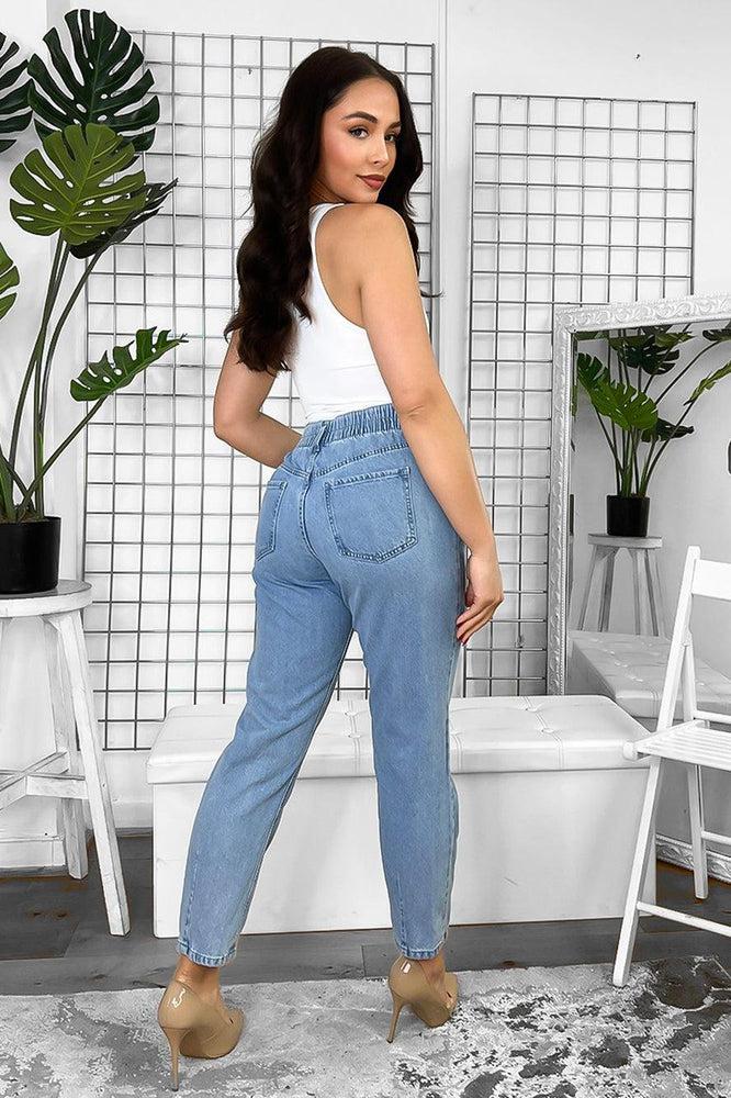 Elastic Back High Waist Casual Jeans-SinglePrice