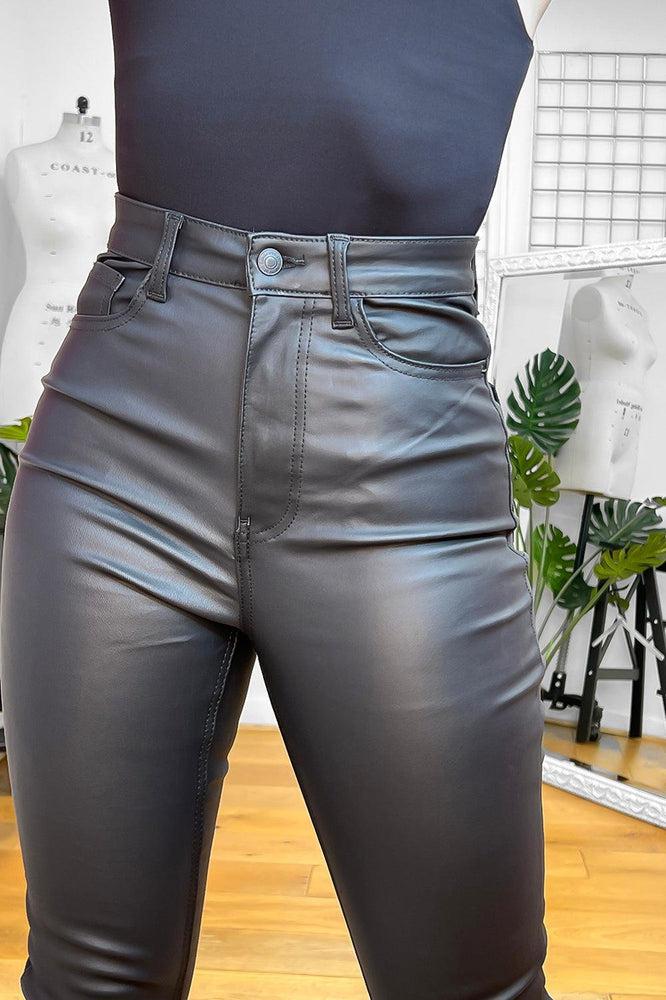 Colour Leather Coated Trousers-SinglePrice