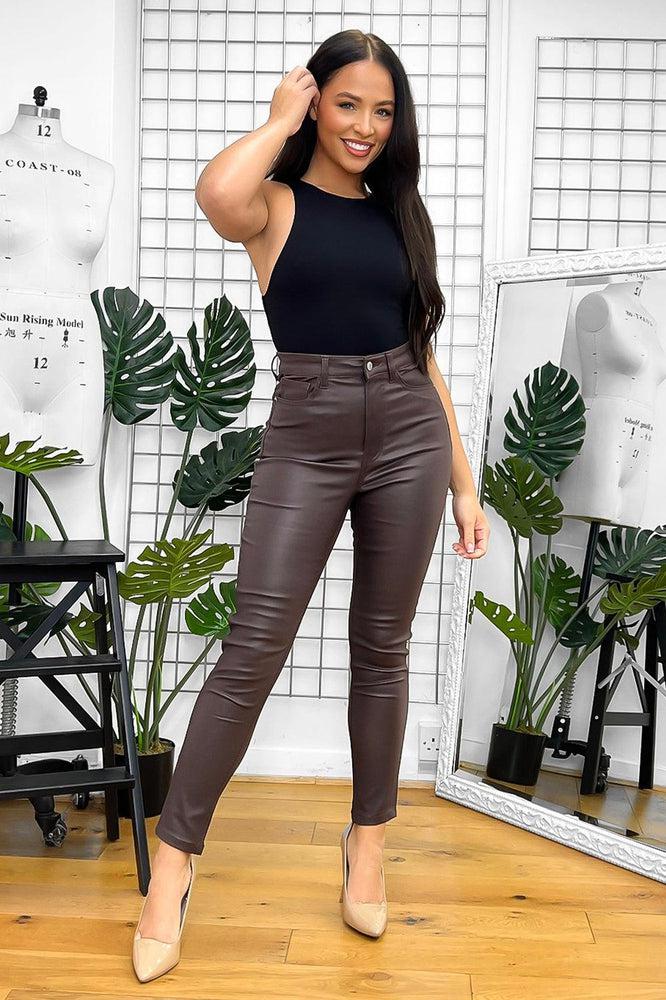 Colour Leather Coated Trousers-SinglePrice