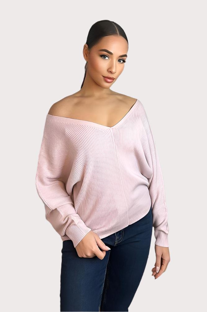 V-Neck V-Back Relaxed Fit Pullover-SinglePrice