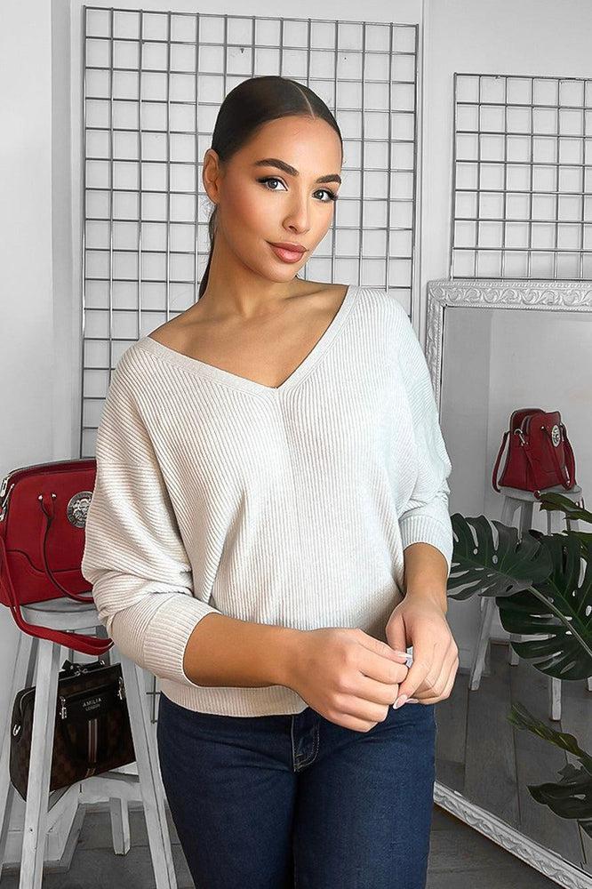 V-Neck V-Back Relaxed Fit Pullover-SinglePrice