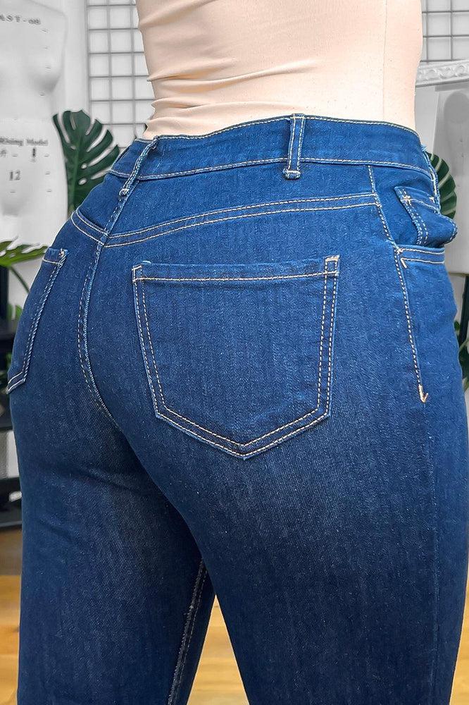Navy Denim Contrast Stitch Skinny Jeans-SinglePrice