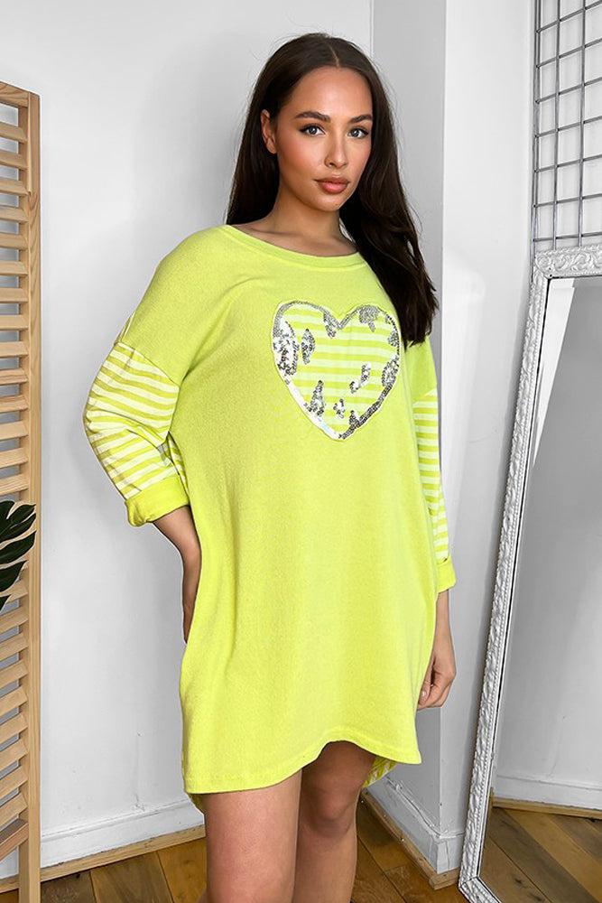 100% Cotton Sequined Heart Tunic-SinglePrice