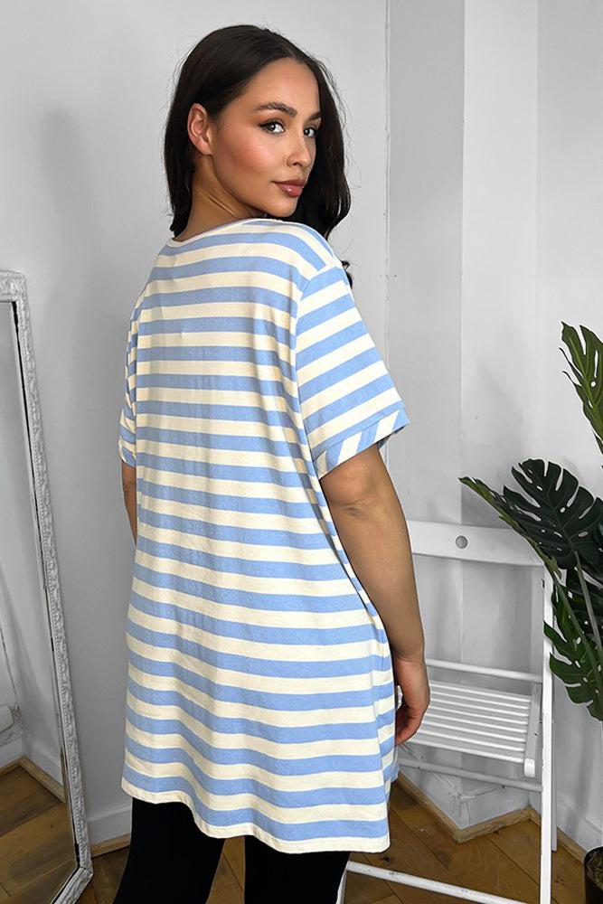 100% Cotton Gathered To Side Striped Tunic-SinglePrice