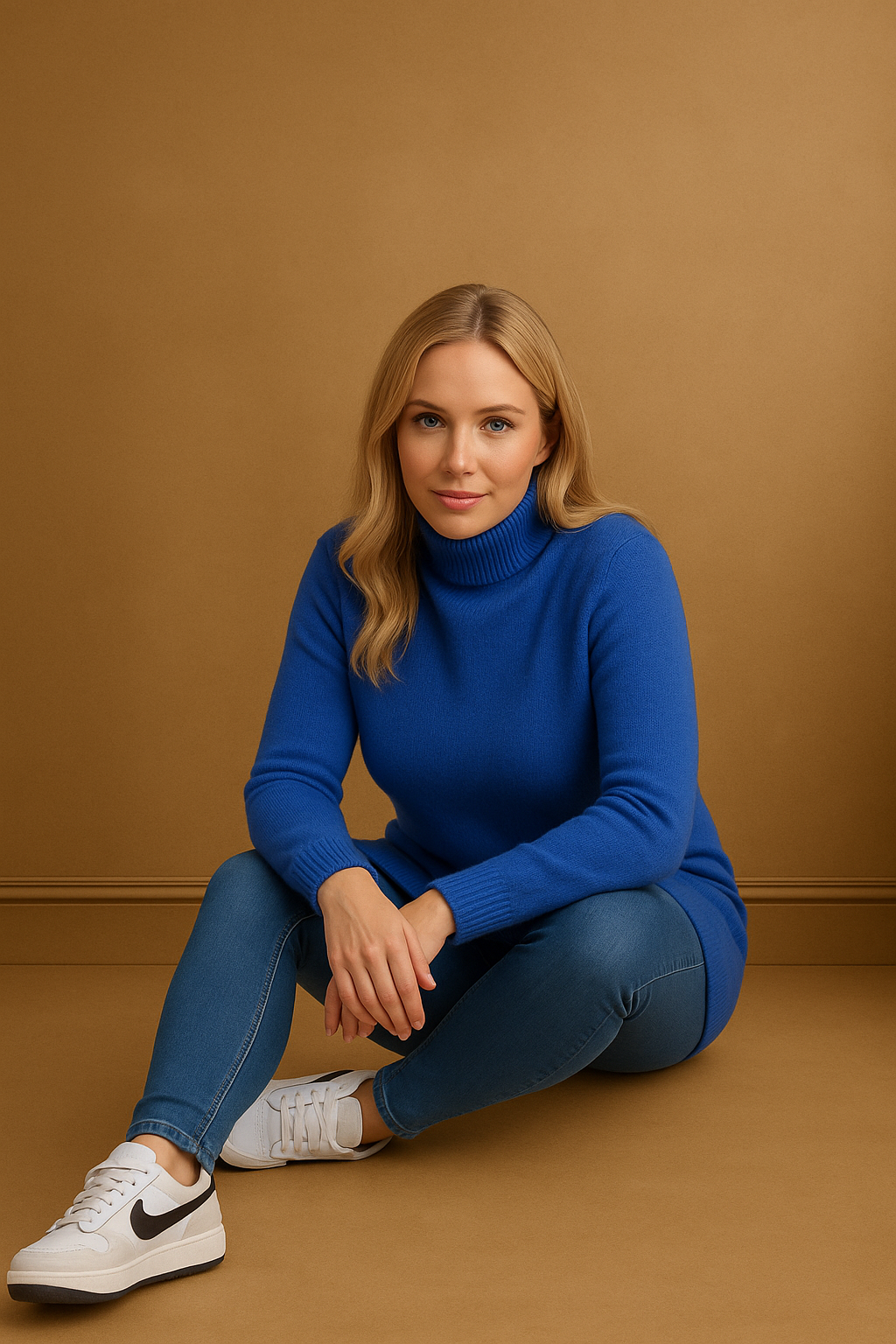 Mock Neck Boat Hem Knitted Longline Jumper