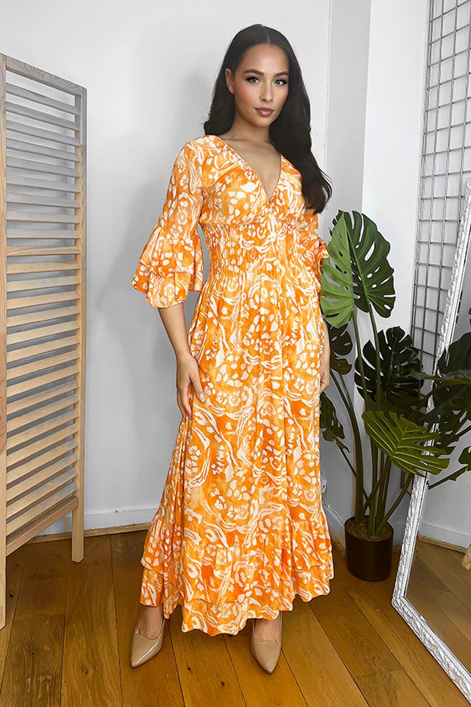 Leopard Print Shirred Waist Summer Maxi Dress-SinglePrice