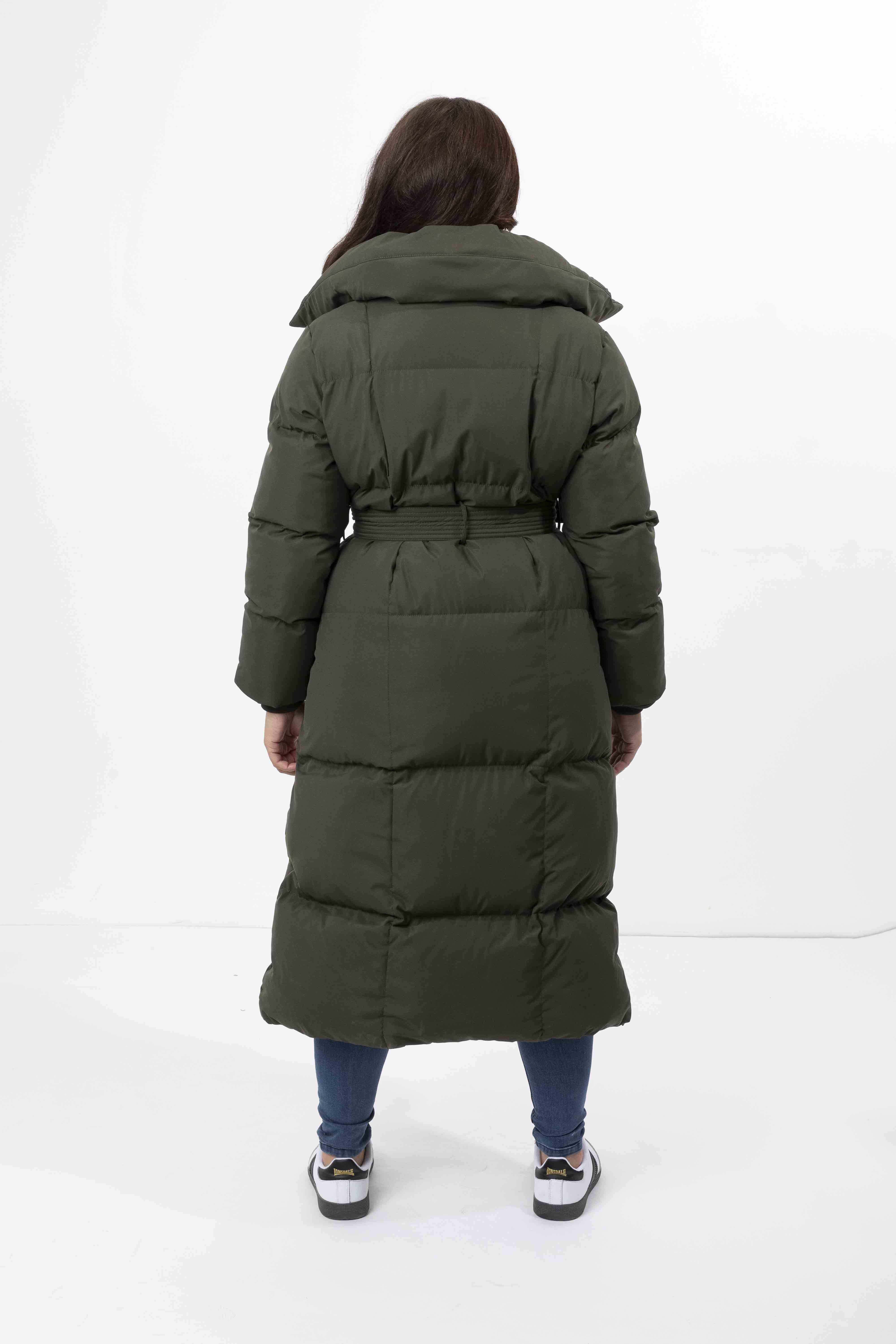 Wholesale Women's High Neck Quilted Tie Belt Relaxed Fit Long Winter Jacket (PACK OF 6)