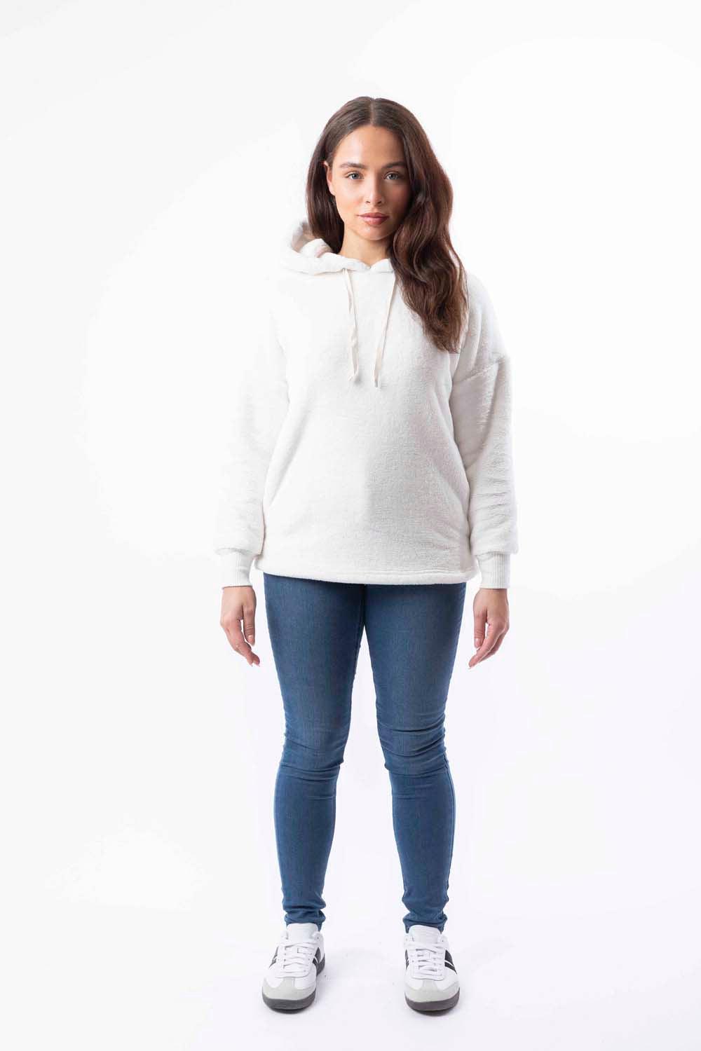 White Teddy Bear Fleece Hoodie