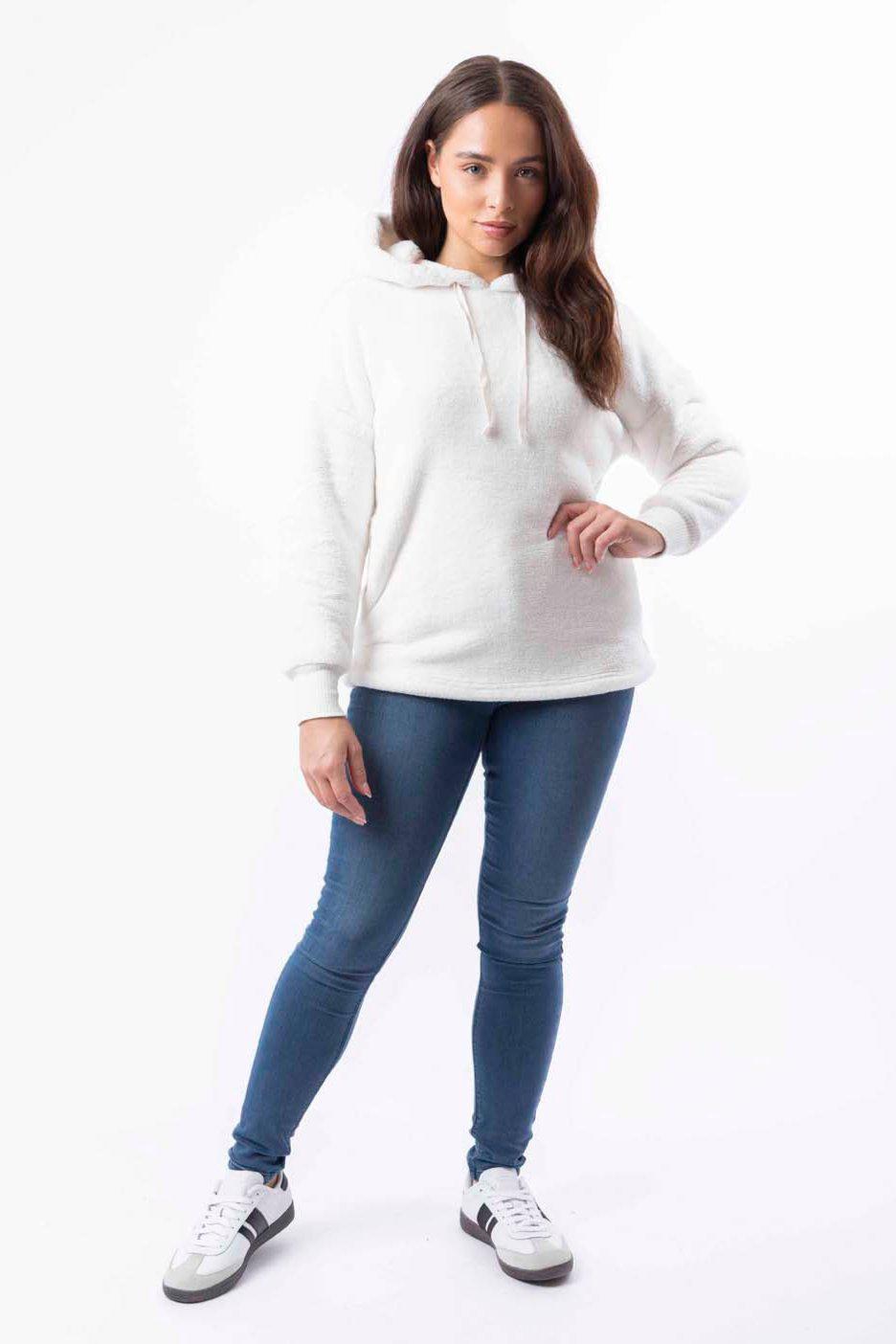 White Teddy Bear Fleece Hoodie