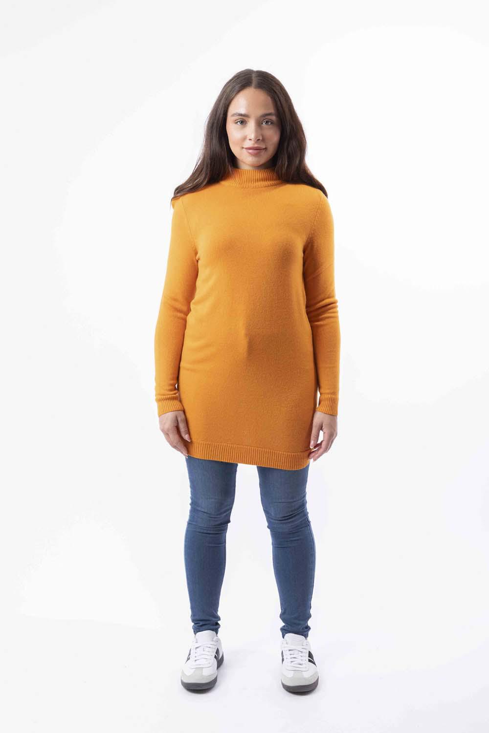 Mock Neck Boat Hem Knitted Longline Jumper-SinglePrice