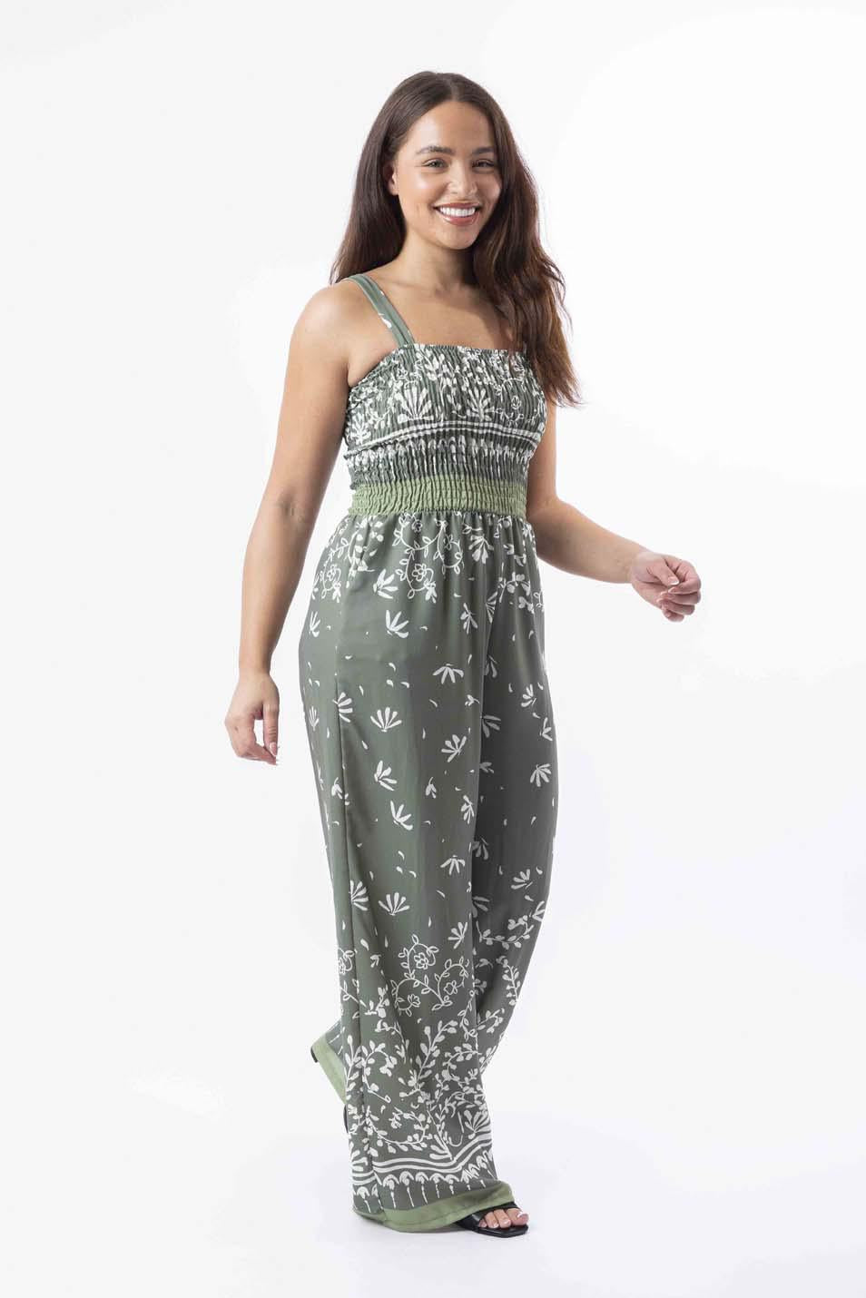 Strappy Wide Leg Printed Elegant Summer Jumpsuit