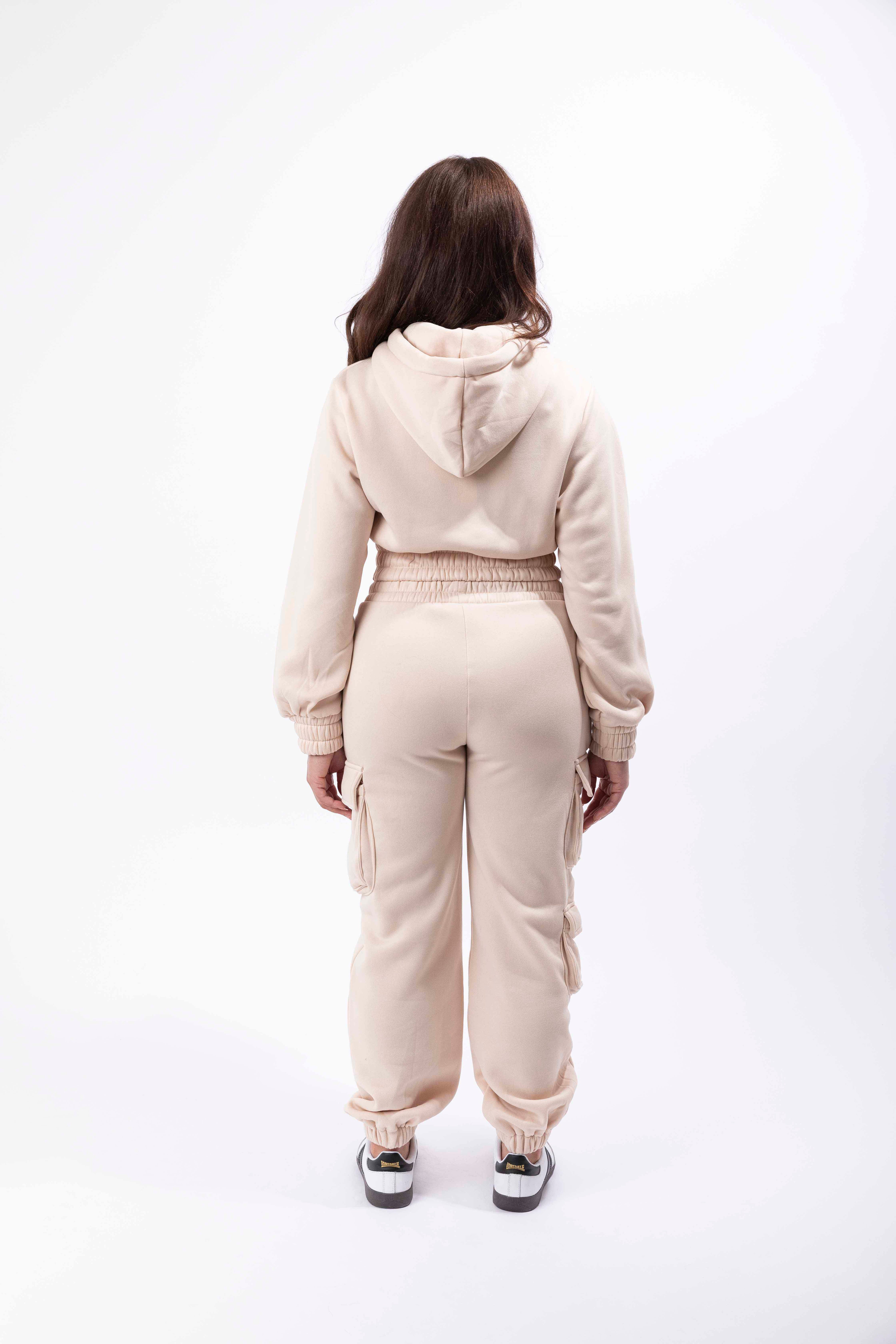 Fleeced Large Pocket Hoodie And Combat Joggers Tracksuit Set